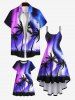 Kid's Colorful Ombre Aurora Galaxy Coconut Tree Print Hawaii Dress -  
