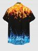 Chemise Boutonnée Flamme Feu D'Eau Imprimé avec Poche de Grande Taille pour Homme - Multi-A 3XL