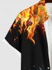 Chemise Boutonnée Flamme Feu D'Eau Imprimé avec Poche de Grande Taille pour Homme - Multi-A 3XL