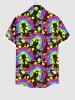 Plus Size Colorful Tie Dye Graffiti Painting Splatter Print Hawaii Button Pocket Shirt For Men -  