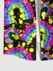 Plus Size Colorful Tie Dye Graffiti Painting Splatter Print Hawaii Button Pocket Shirt For Men -  
