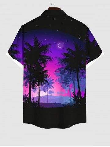 Coconut Tree Moon Star Ombre Print Plus Size Matching Hawaii Beach Outfit For Couples