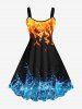 Fire Flame Water Splatter Print Plus Size Matching Set For Couples -  