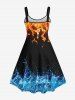 Fire Flame Water Splatter Print Plus Size Matching Set For Couples -  