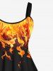 Fire Flame Water Splatter Print Plus Size Matching Set For Couples -  