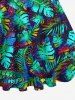 Colorful Palm Leaf Print Plus Size Matching Hawaii Beach Outfit For Couples -  