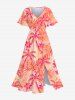 Coconut Tree Flowers Print Plus Size Matching Hawaii Beach Outfit For Couples -  