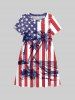 Coconut Tree Sea American Flag Striped Print Plus Size Matching Set For Family -  