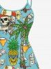 Skull Coconut Tree Juice Pineapple Floral Currency Print Plus Size Matching Hawaii Beach Outfit For Couples -  