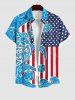 Patriotic American Flag Sea Waves Turtle Print Plus Size Matching Outfit For Couples -  