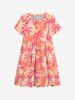 Coconut Tree Palm Leaf Flower Print Plus Size Matching Hawaii Beach Outfit For Family -  
