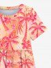 Coconut Tree Palm Leaf Flower Print Plus Size Matching Hawaii Beach Outfit For Family -  