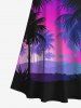 Coconut Tree Moon Star Ombre Print Plus Size Matching Hawaii Beach Outfit For Couples -  