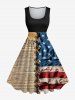 3D Lace Up American Flag Newspaper Print Plus Size Matching Set For Couples -  