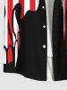 Chemise Drapeau Américain Crâne Imprimée avec Poche de Grande Taille avec Boutons - Noir M