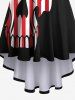 Robe Haute-Bas Imprimée Drapeau Américain Crâne Grande Taille - Noir XS