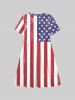 Kid's American Flag Coconut Tree Sea Waves Print Hawaii Dress -  