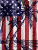 Kid's American Flag Coconut Tree Sea Waves Print Hawaii Button Pocket Shirt -  