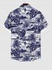 Chemise Imprimé Voilier et Feuille de Palmier Hawaiien à Boutons Grande Taille avec Poche - Multi-A 3XL