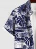 Chemise Imprimé Voilier et Feuille de Palmier Hawaiien à Boutons Grande Taille avec Poche - Multi-A 3XL