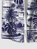 Chemise Imprimé Voilier et Feuille de Palmier Hawaiien à Boutons Grande Taille avec Poche - Multi-A 4XL