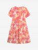 Kid's Coconut Tree Palm Leaf Flower Print Hawaii Dress -  
