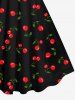 Robe Débardeur Ligne A Cerise Imprimée de Grande Taille sans Dos - Noir M