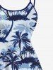 Plus Size Coconut Tree Print High Low Hawaii Cami Dress -  