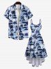 Plus Size Coconut Tree Print High Low Hawaii Cami Dress -  