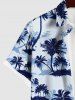 Plus Size Coconut Tree Print Buttons Pocket Hawaii Shirt For Men -  