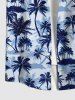 Plus Size Coconut Tree Print Buttons Pocket Hawaii Shirt For Men -  