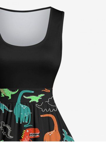 Plus Size Colorful Dinosaur Print 1950s Vintage Dress