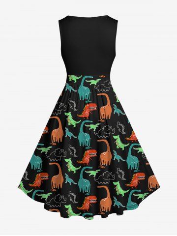 Plus Size Colorful Dinosaur Print 1950s Vintage Dress