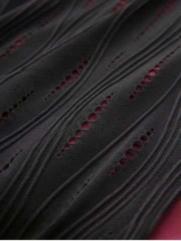 Gothic Plus Size Revit Lace Trim Grommets Ribbon Cut Out Ribbed Skirt