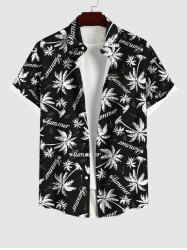 Chemise Imprimé Cocotier à Boutons Grande Taille avec Poche pour Homme - Noir XL