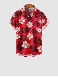 Kid's Flowers Palm Tree Leaf Print Buttons Pocket Hawaii Shirt -  
