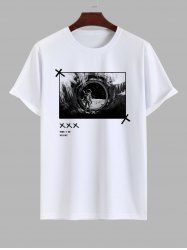 Men's Photo Frame Astronaut Letters Print T-shirt -  