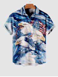 Chemise Drapeau Américain Aigle et Nuage Imprimés avec Poche Boutonnée de Grande Taille pour Homme - Multi-A XL