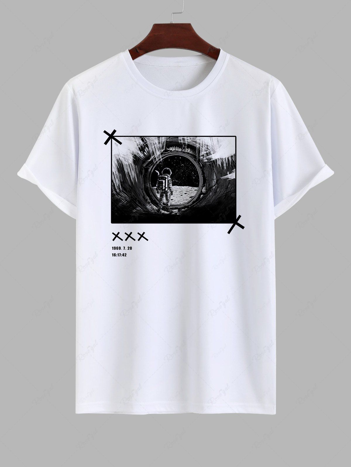 Chic Men's Photo Frame Astronaut Letters Print T-shirt  