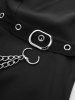 Gothic Cut Out Panel Full Button Chain Buckle Grommet Solid Sleeveless A Line Dress -  