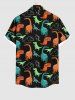 Chemise Colorée Dinosaure Imprimé avec Poche Boutonnée pour Homme - Noir 2XL