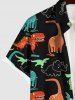 Chemise Colorée Dinosaure Imprimé avec Poche Boutonnée pour Homme - Noir 3XL