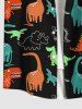 Chemise Colorée Dinosaure Imprimé avec Poche Boutonnée pour Homme - Noir 3XL