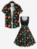 Plus Size Colorful Dinosaur Print 1950s Vintage Dress -  
