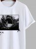 Men's Photo Frame Astronaut Letters Print T-shirt -  