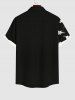 Chemise à boutons et poches pour homme, imprimé chats et caractères japonais - Noir 2XL