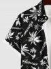 Chemise Imprimé Cocotier à Boutons Grande Taille avec Poche pour Homme - Noir S