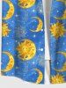 Chemise Boutonnée Etoile Lune et Soleil Imprimés avec Poche de Grande Taille à Paillettes pour Homme - Bleu M