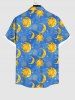 Chemise Boutonnée Etoile Lune et Soleil Imprimés avec Poche de Grande Taille à Paillettes pour Homme - Bleu XL