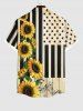 Chemise Drapeau Américain Piano et Tournesol Imprimés avec Poche de Grande Taille avec Boutons - Multi-A 3XL